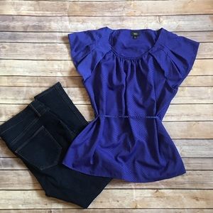 Massimo blue blouse with waist tie. Size XL